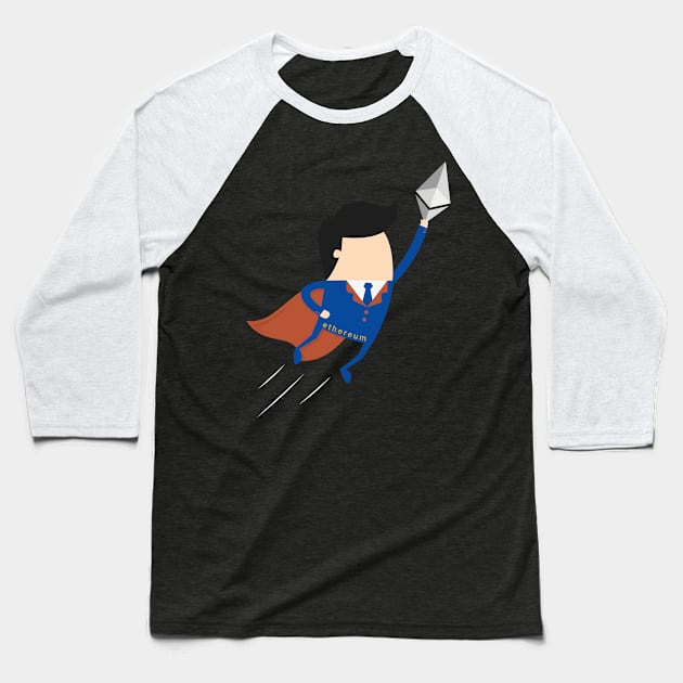 Ethereum man to the moon Baseball T-Shirt by mangobanana